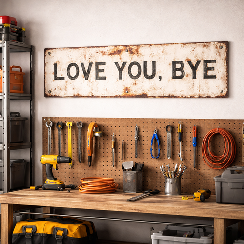 "Love You,Bye" | Vintage Metal Sign