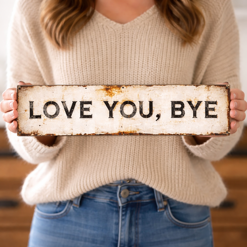 "Love You,Bye" | Vintage Metal Sign