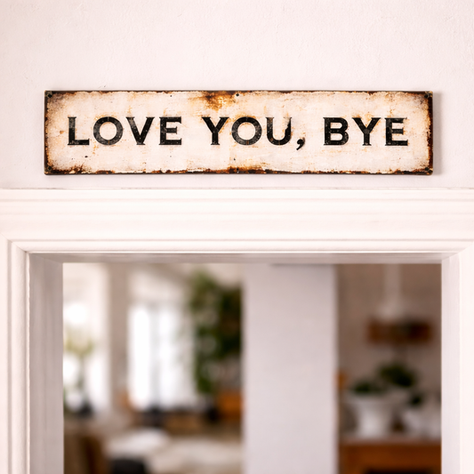 "Love You,Bye" | Vintage Metal Sign
