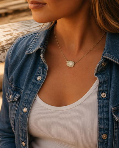 Mini Belt Buckle Initial Necklace