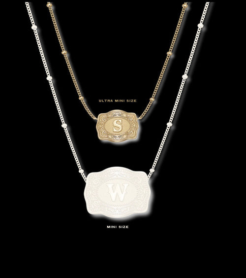 Mini Belt Buckle Initial Necklace