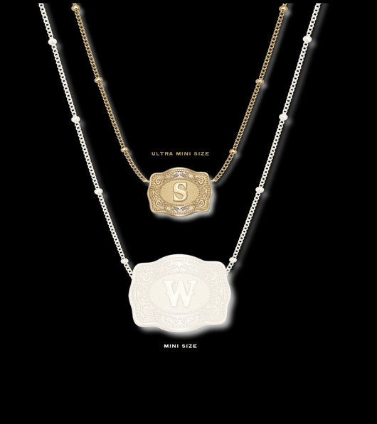 Mini Belt Buckle Initial Necklace