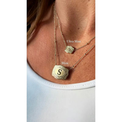 Mini Belt Buckle Initial Necklace