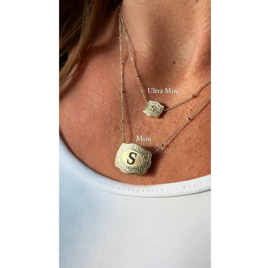 Mini Belt Buckle Initial Necklace